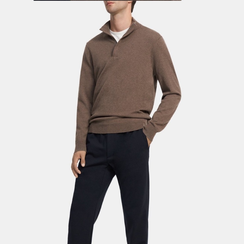 Theory Quarter-Zip Mock Neck Sweater in 100% Cashmere